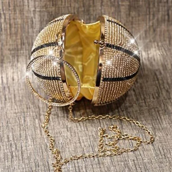 NEW BLING SWAROVSKI CRYSTAL RHINESTONE BASKETBALL CLUTCH HANDBAG PURSE +… - Picture 5 of 6
